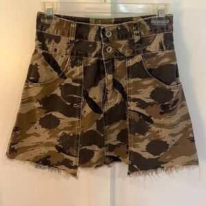 Camo denim skirt